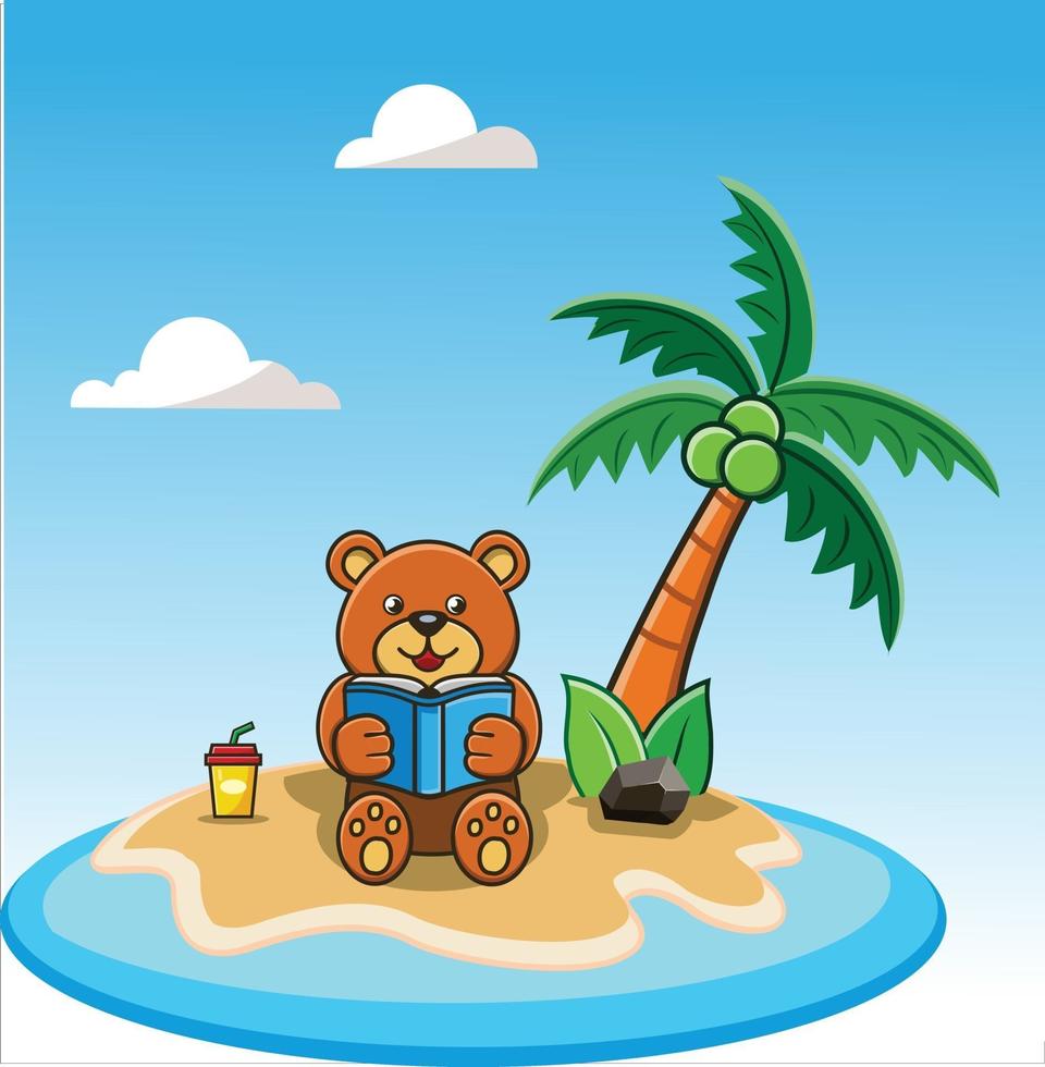 Bear on Beach Reading vector