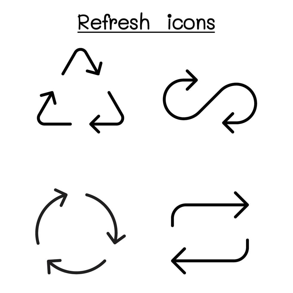Refresh icon set in thin line style vector