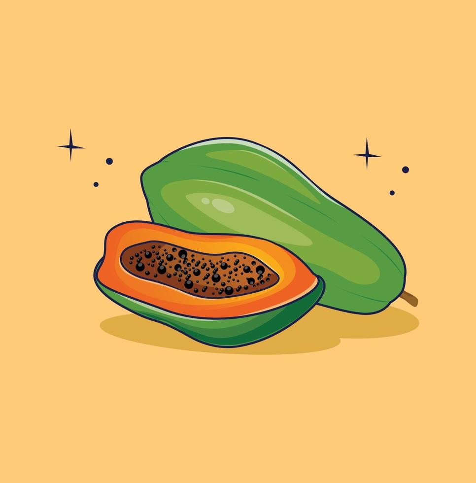 Papaya and half papaya design vector