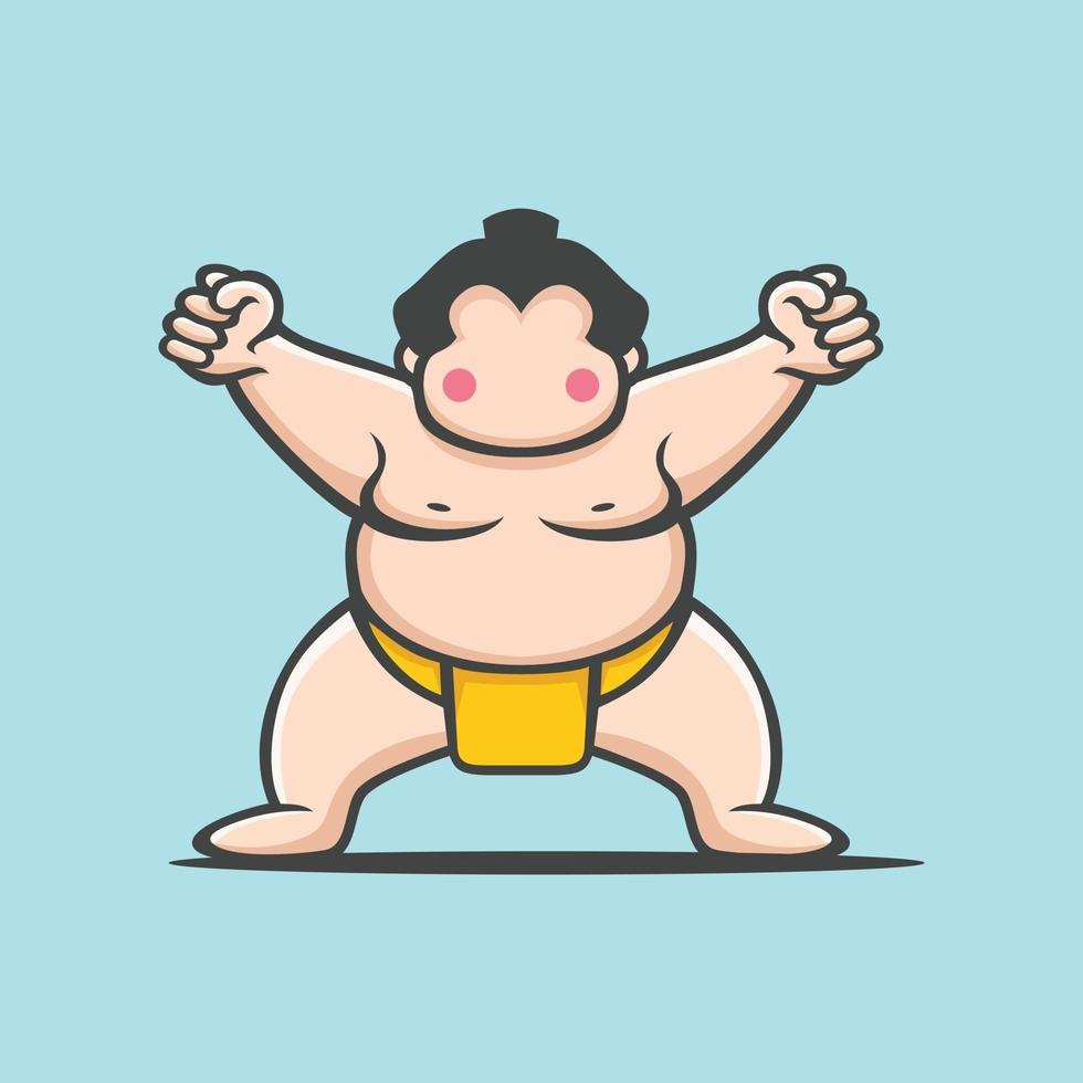 diseño plano de vector de mascota japonesa de sumo