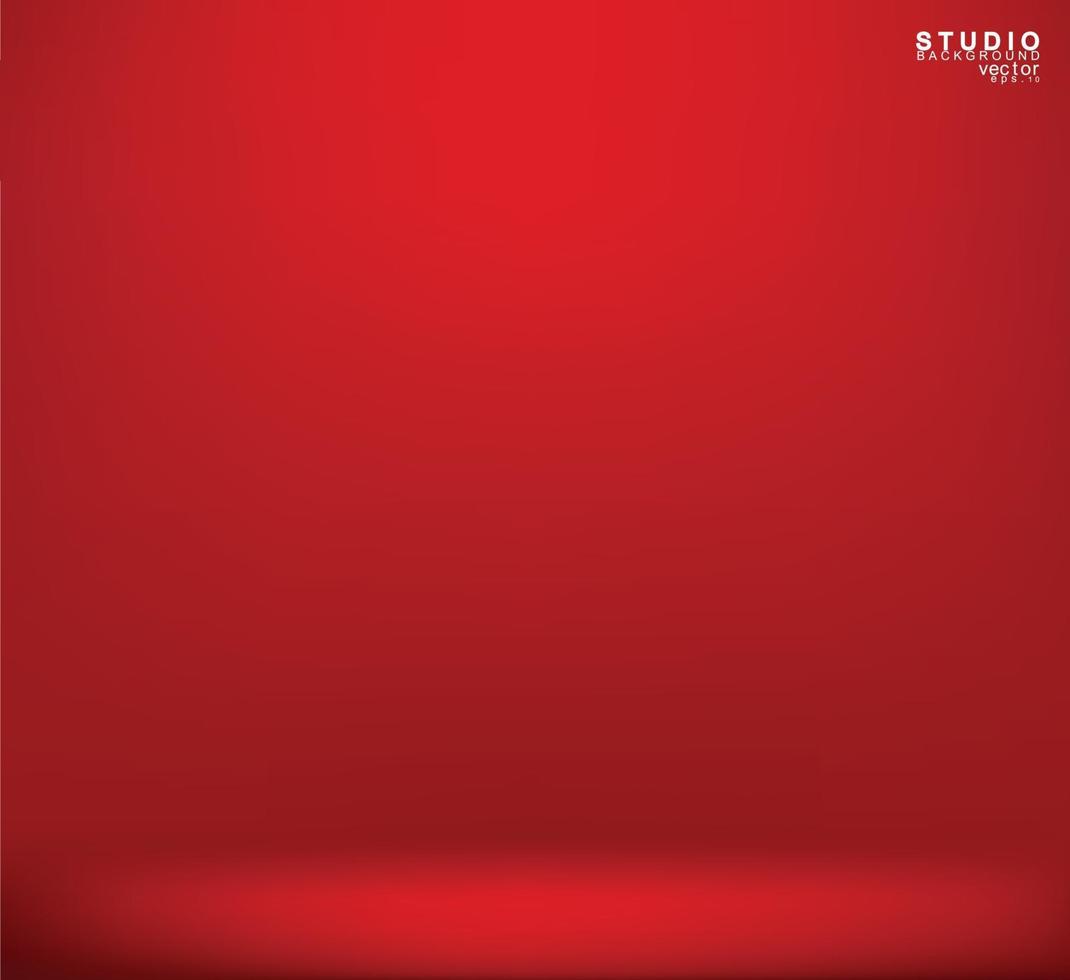 Empty red color studio room luxury background. Abstract gradient red, used as background for display products design web template, Vector illustration