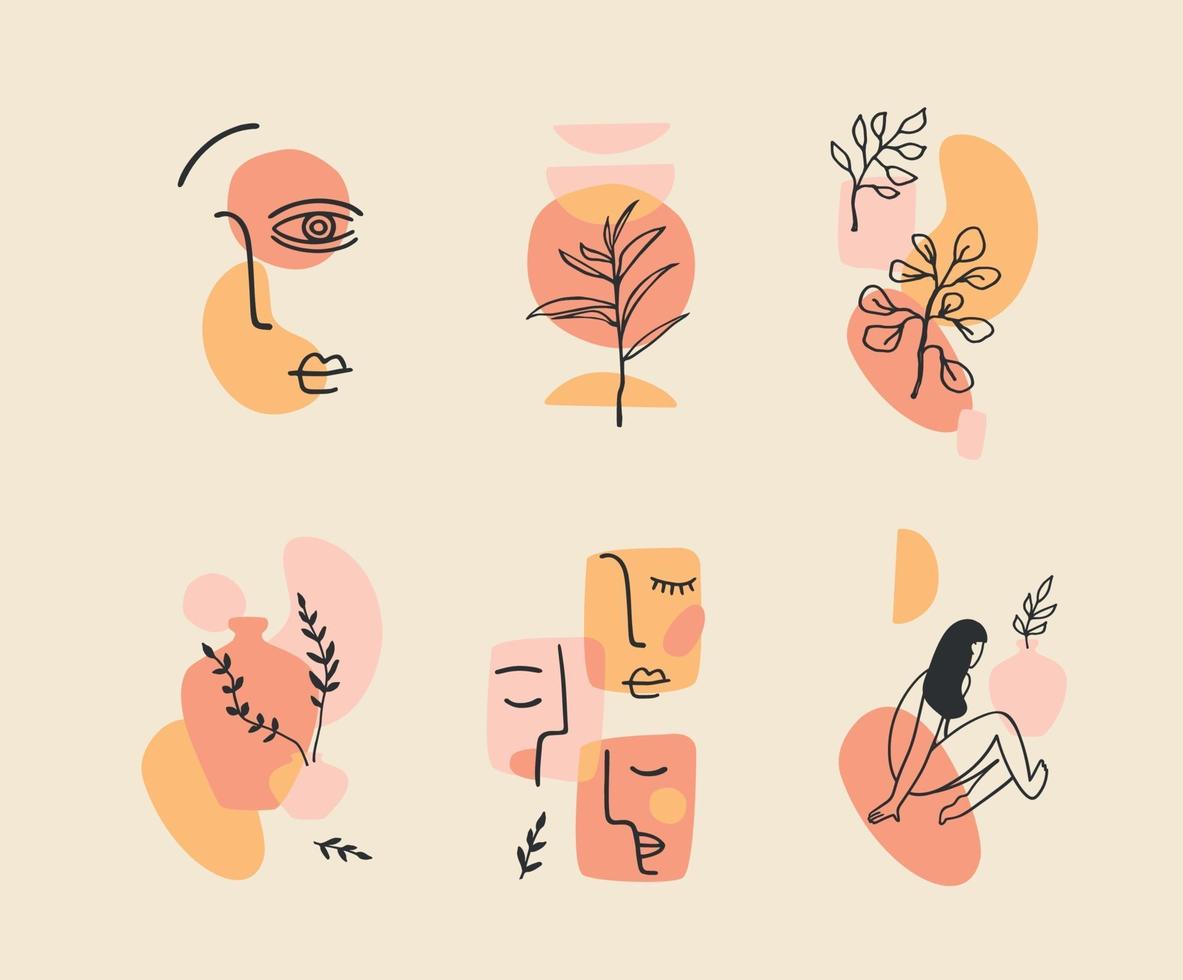 Set of Contemporary compositions. Line art. Modern vector design for logo, branding, t-shirt, posters, cards and more