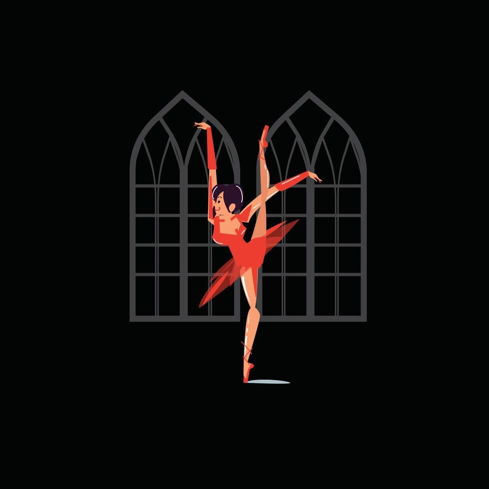 Ballet girl dance or posing - vector illustration
