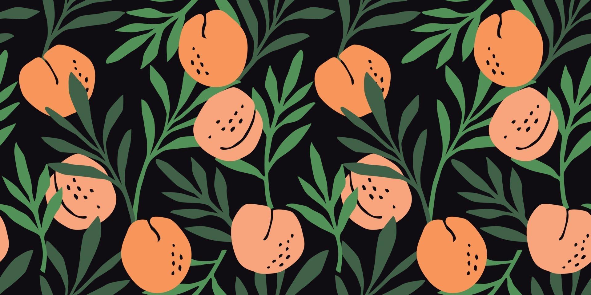 Vector seamless pattern with peaches. Trendy hand drawn textures. Modern abstract design