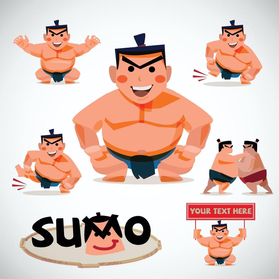 conjunto de caracteres de sumo - ilustración vectorial vector