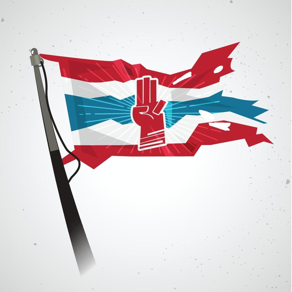 three finger salute on Thailand flag - vector