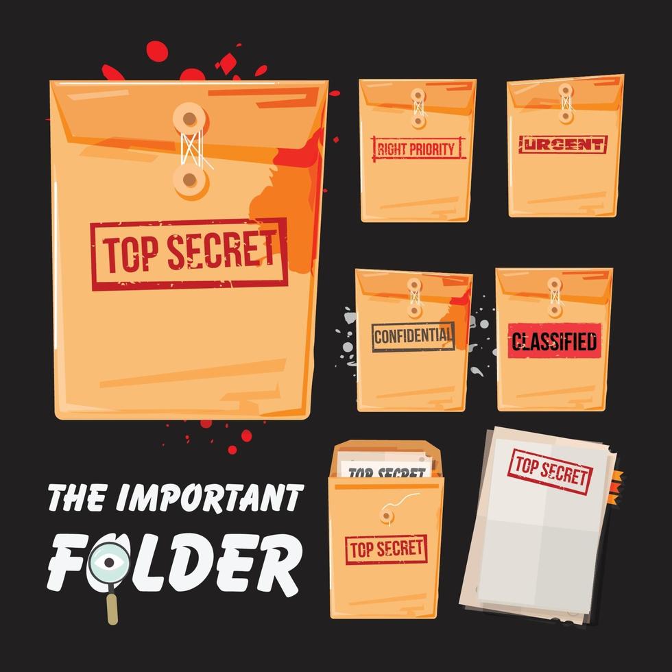 Top secret folder and paper set - vector