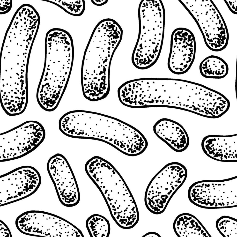 Bacterium pattern in realistic sketch stile. Hand drawn medical background. Vector illustration