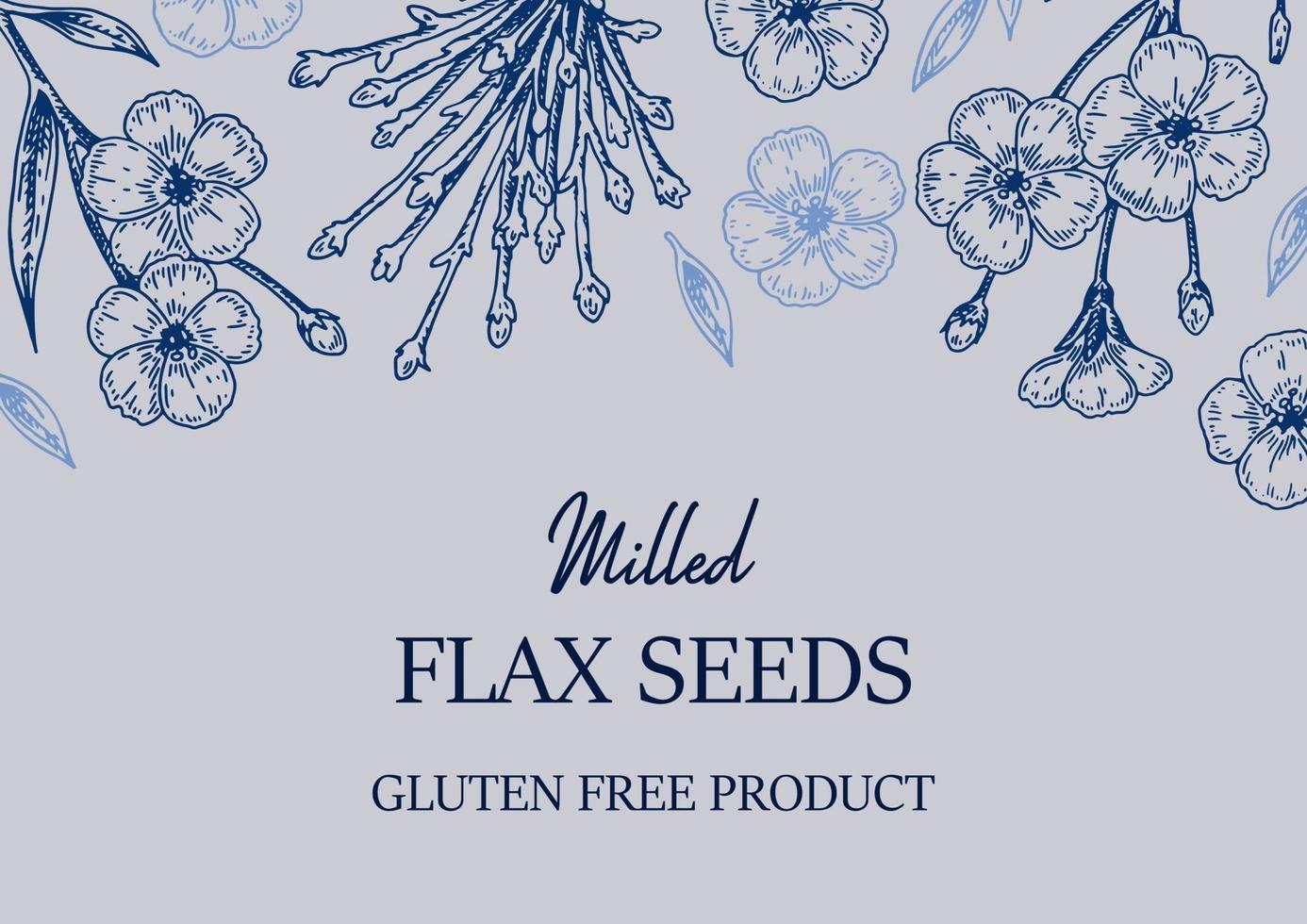 Hand drawn flax design. Vector illustration in sketch style for linen seeds and oil packaging