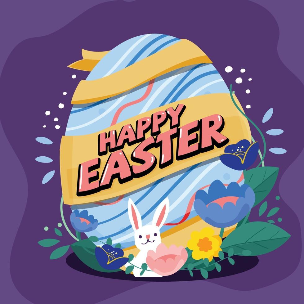 Easter egg with rabbit. Happy easter concept vector