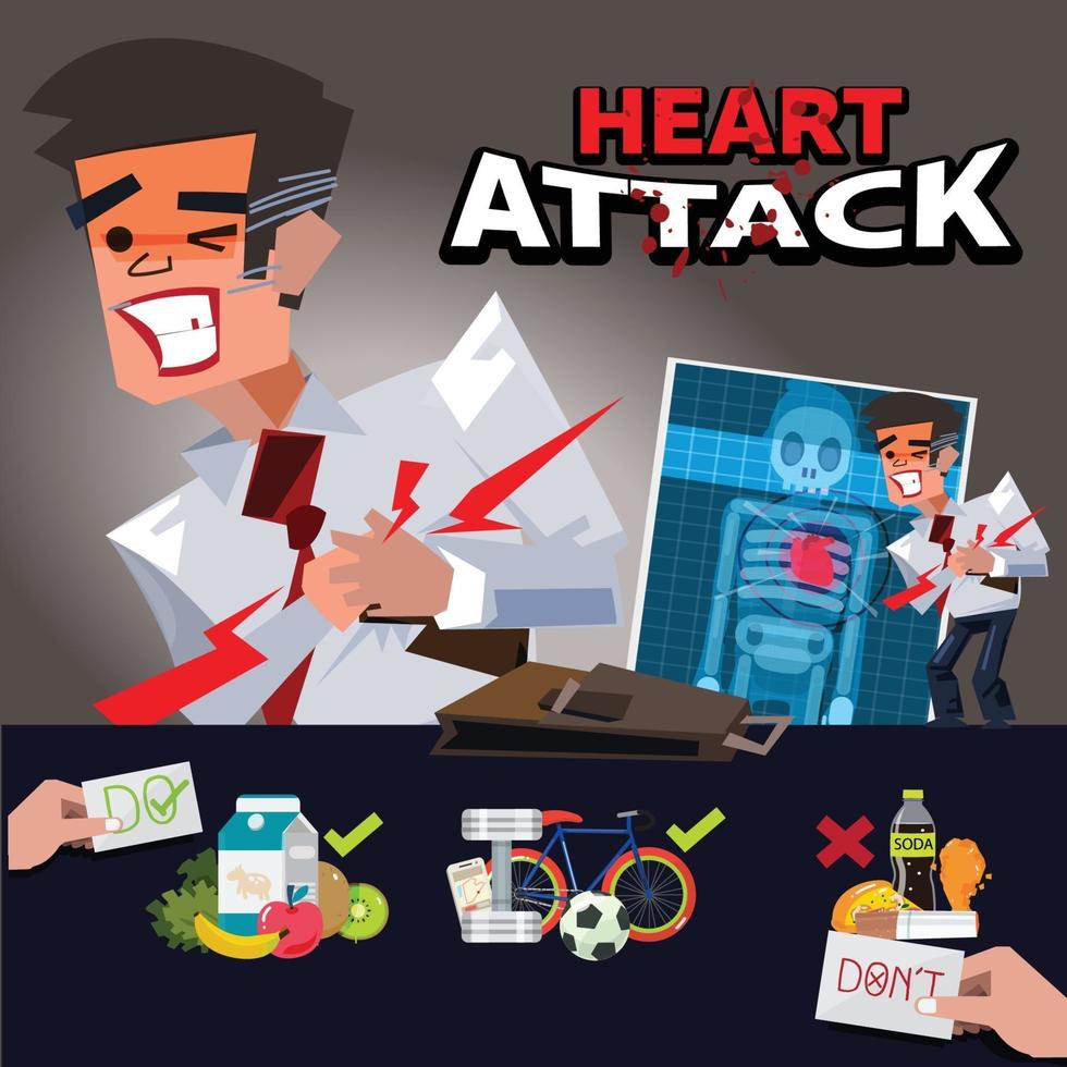 infografia de ataque al corazon vector