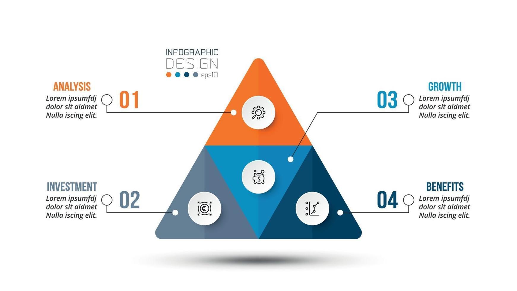 Plantilla de infografía de flujo de trabajo empresarial de pirámide. vector