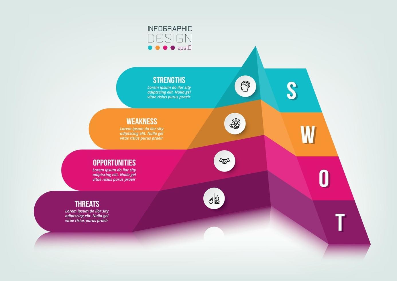 negocio de análisis foda o plantilla de infografía de marketing. vector