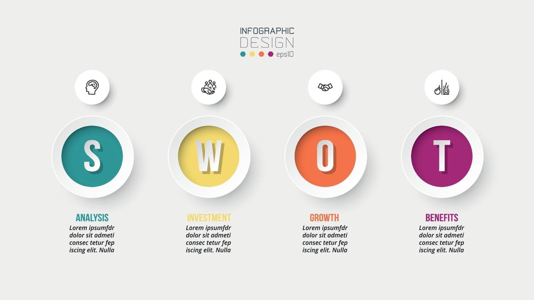 swot analysis business or marketing  infographic template. vector