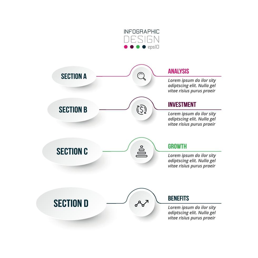 4 step process work flow infographic template. vector