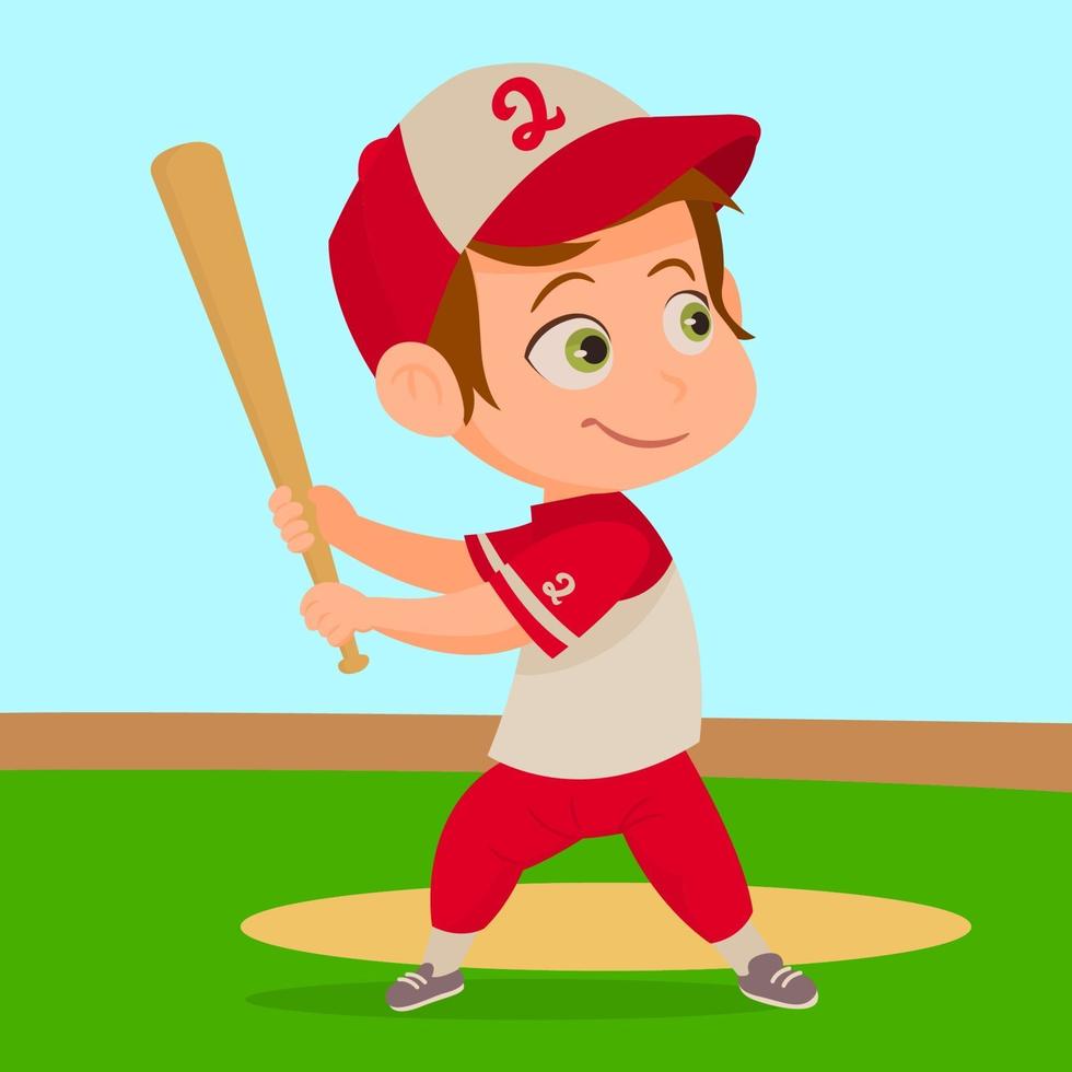 Happy little boy playing baseball vector