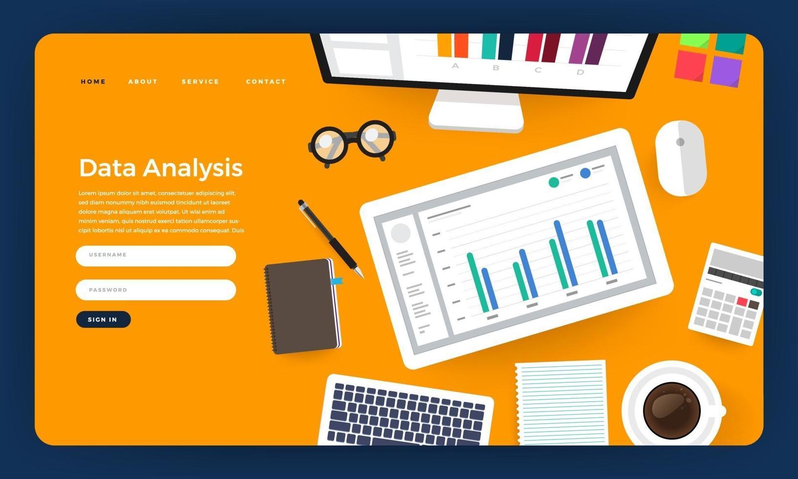 web design template data analysis vector