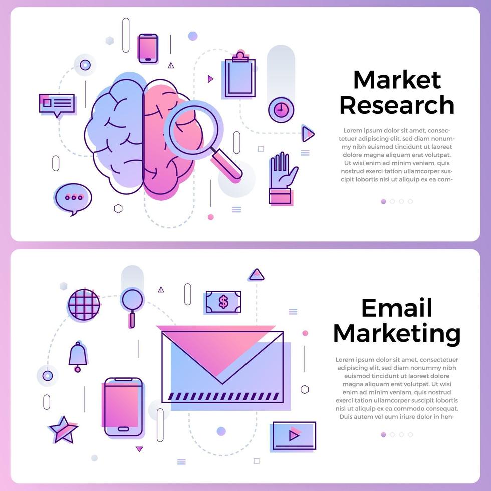 banner illustration with business outline icons vector