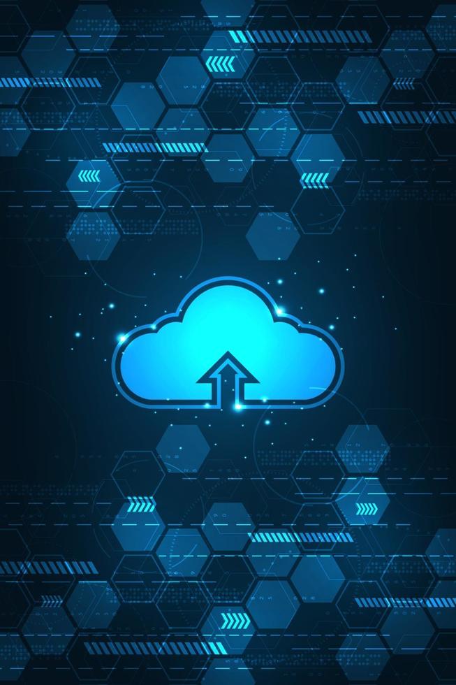 Cloud network uploading various information through digital systems. vector