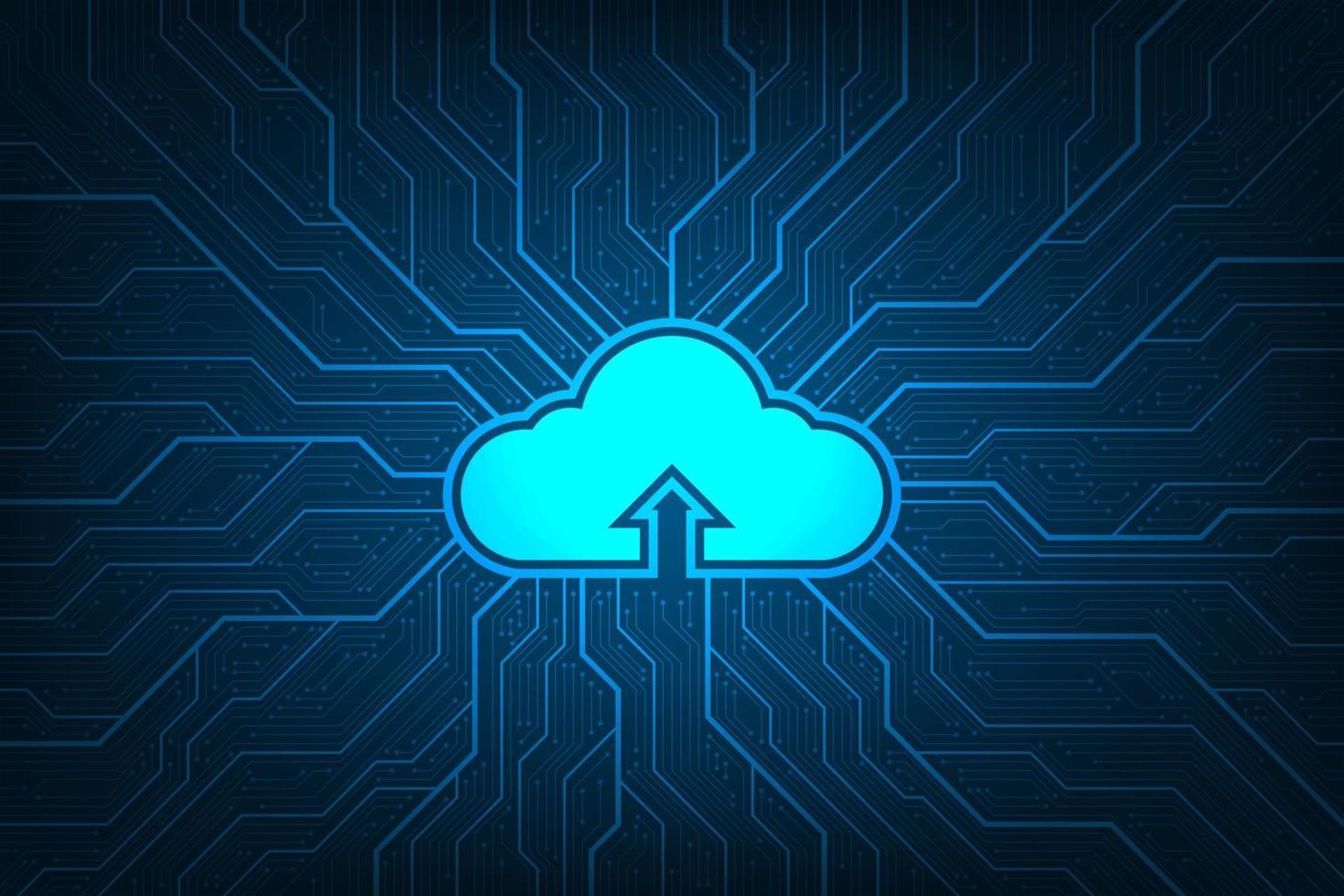 Cloud network uploading various information through digital systems. vector