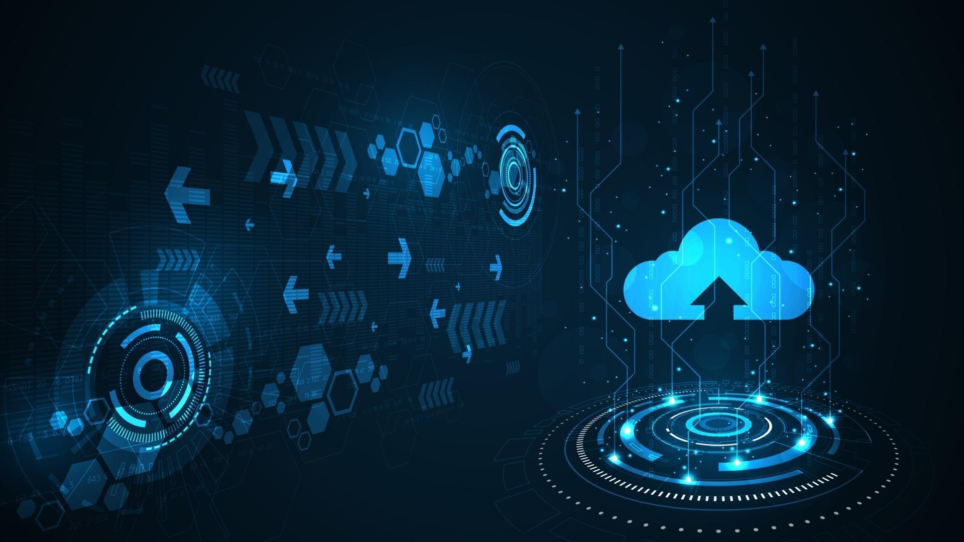 Interface of digital data transfer via cloud. 2242830 Vector Art at ...
