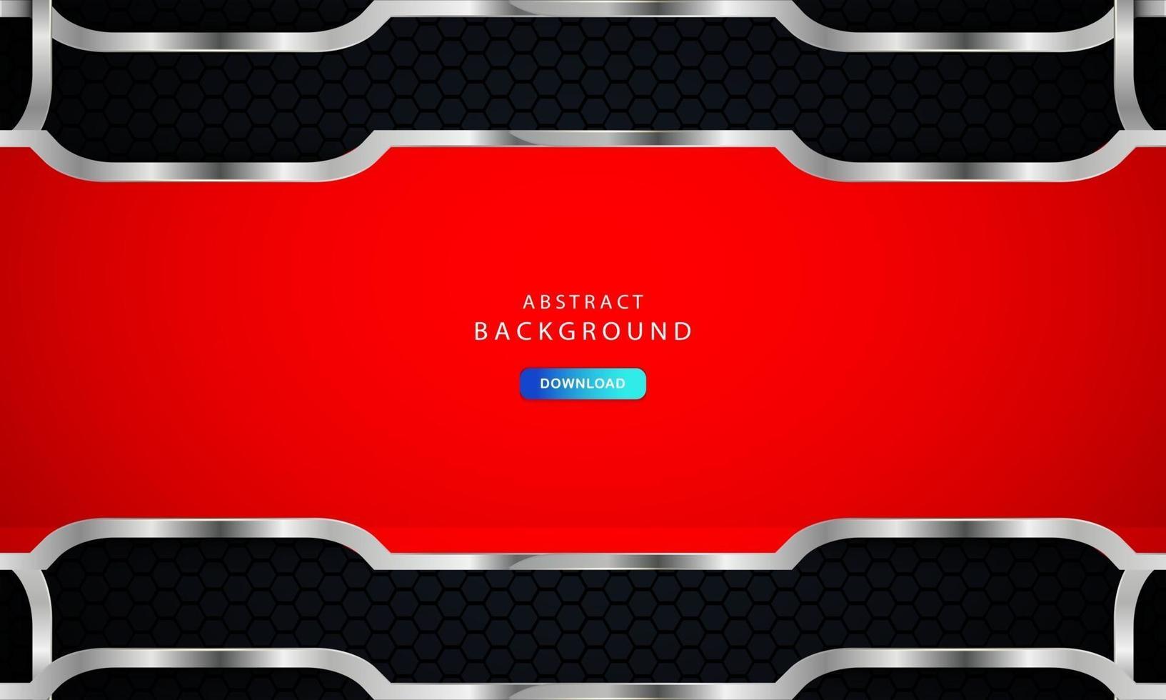 Dark black hexagon background with red and silver list decoration vector