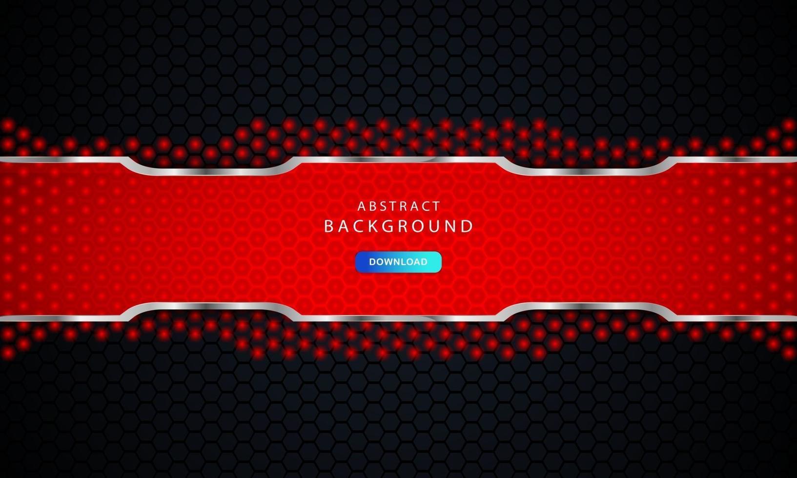 Dark black hexagon background with red and silver list decoration. vector