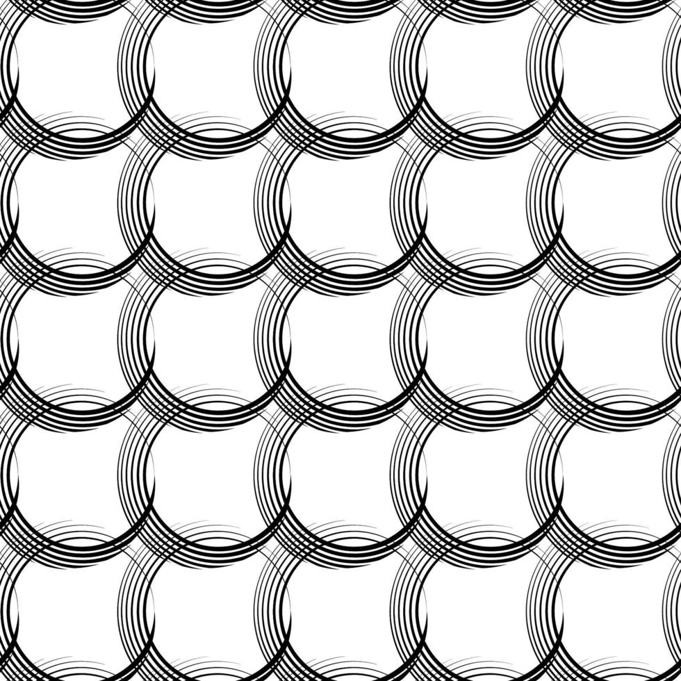 Vector seamless linear pattern of uneven lines in the form of intersecting circles.