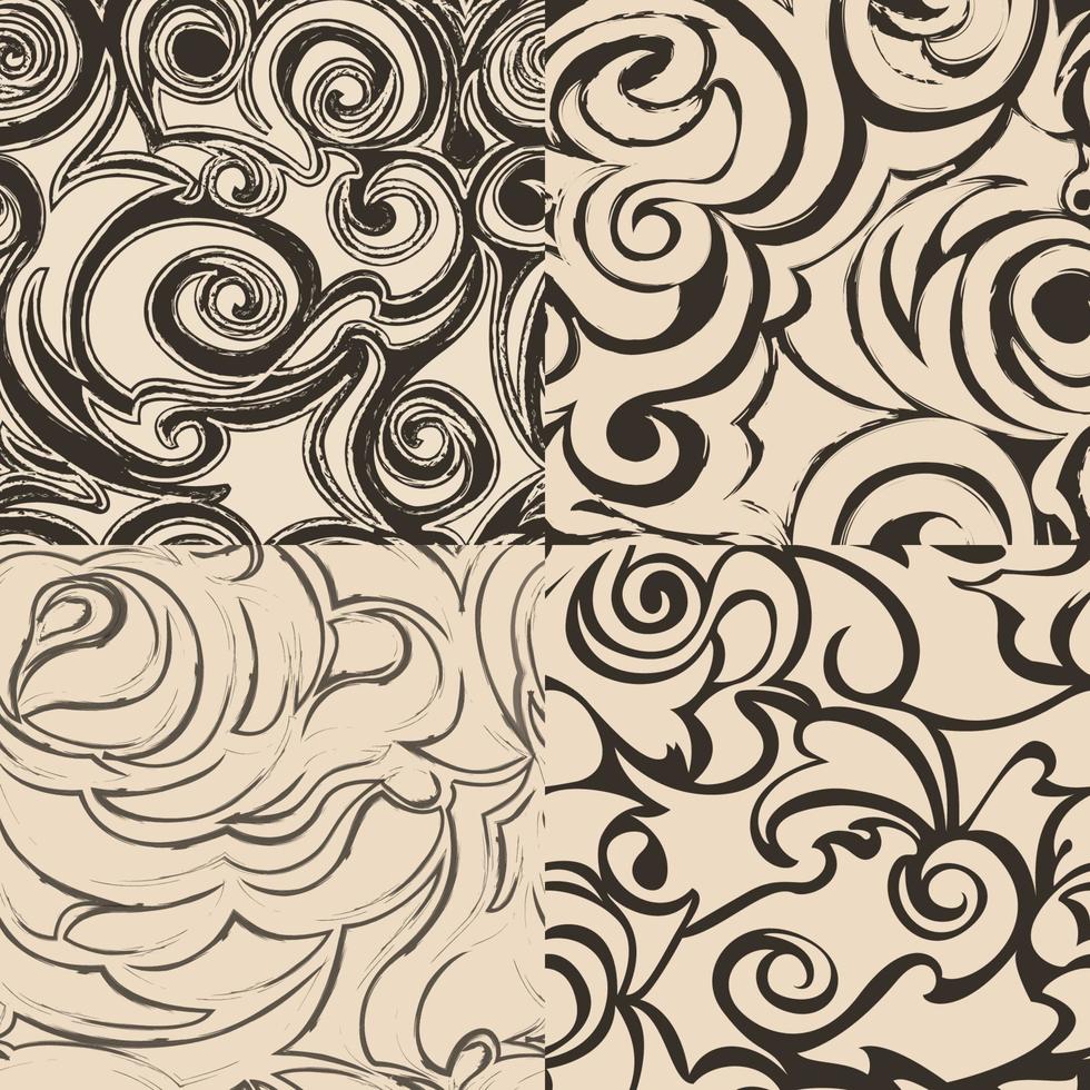 Set of seamless abstract patterns in beige colors. vector