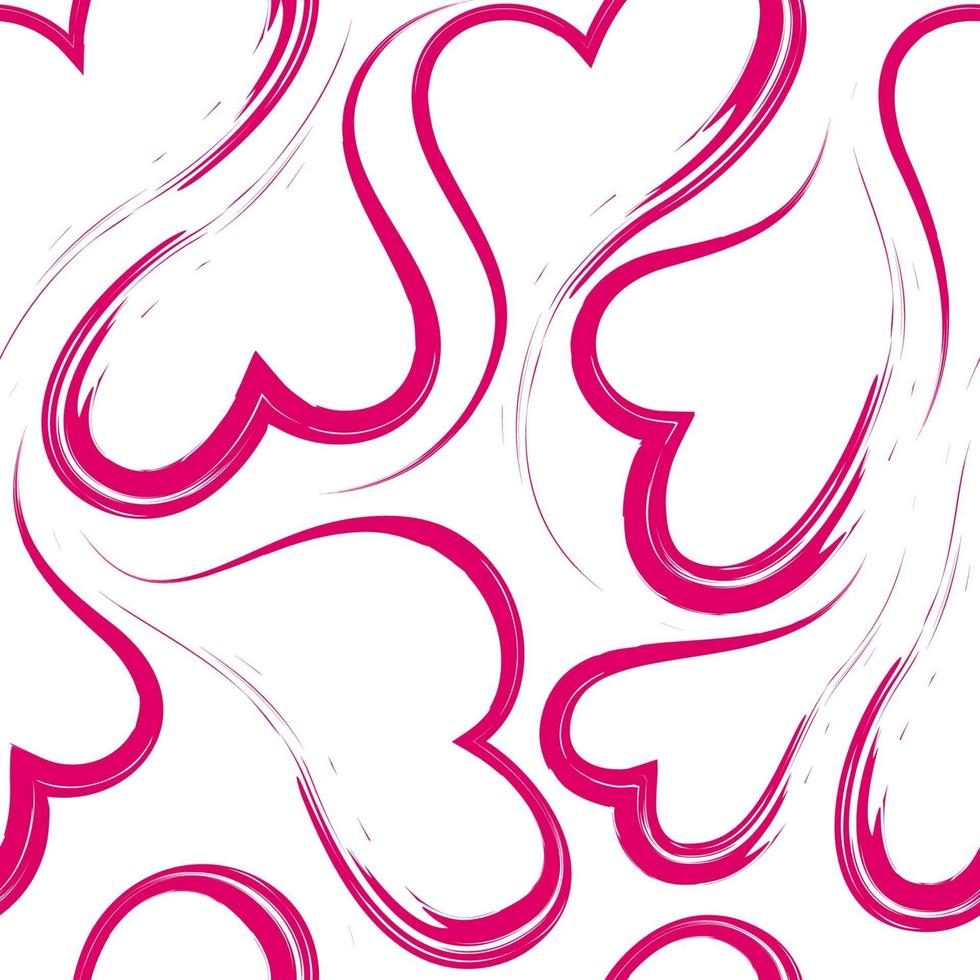 Vector seamless texture of hearts flowing into each other painted with lipstick.