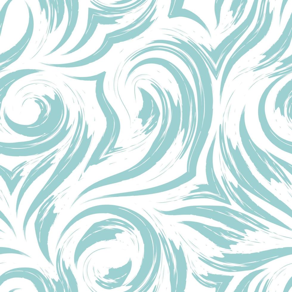 Seamless vector texture of a swirl of waves or currents of turquoise pastel color isolated on a white background.