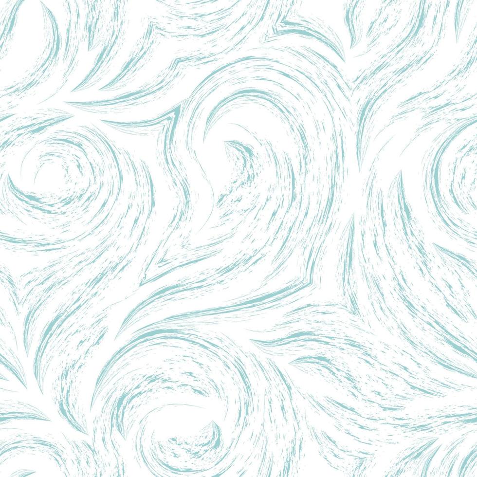 Seamless vector texture of a swirl of waves or currents of turquoise pastel color isolated on a white background.