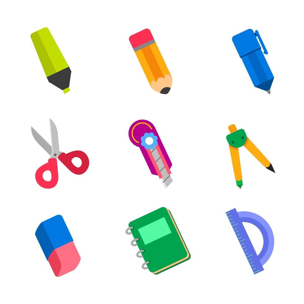 School Stationary Icon Collection vector