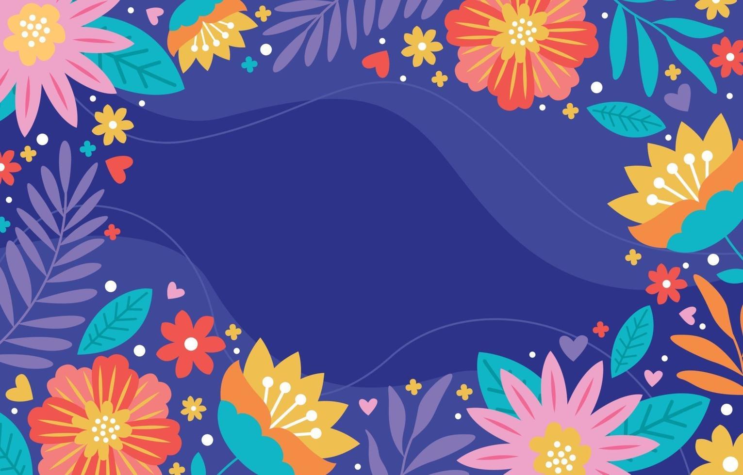 Fondo de flores y follaje de colores vector