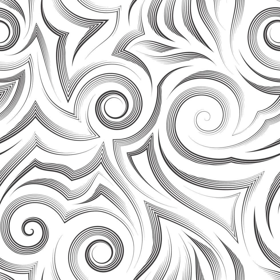 Vector seamless pattern in black color isolated on white background.