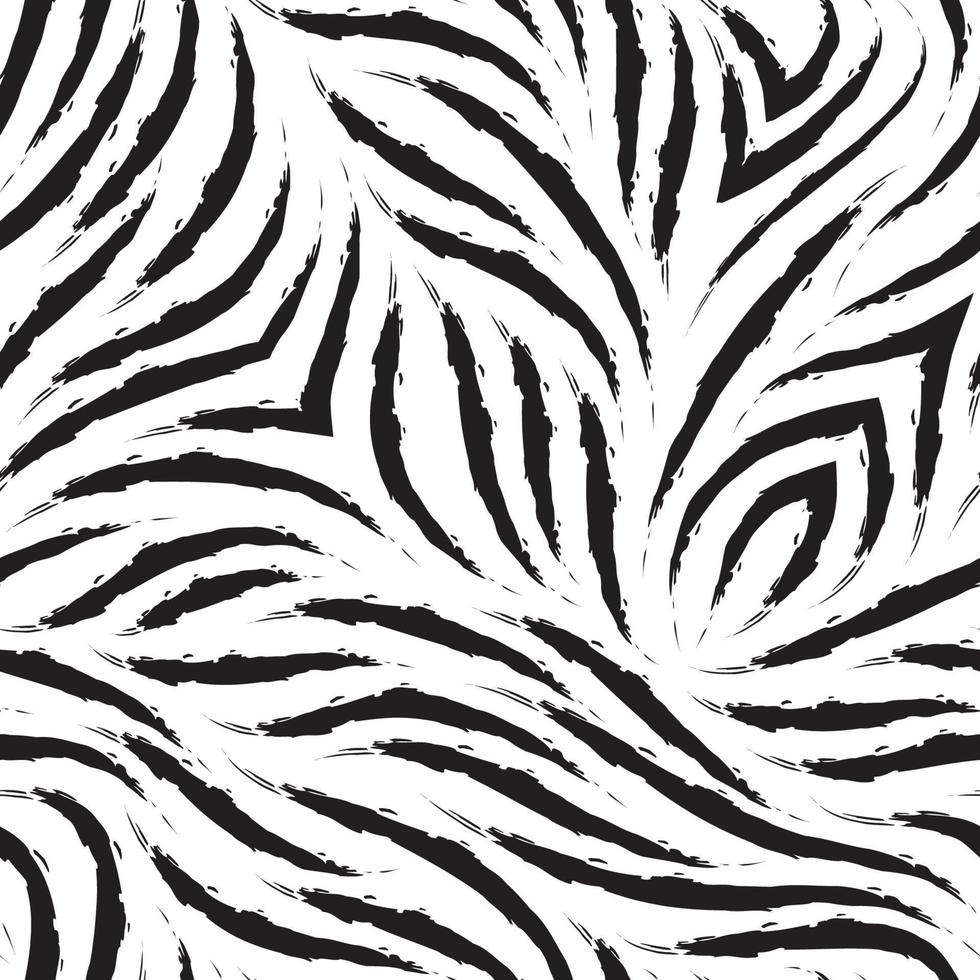 Vector zebra skin seamless pattern. Black and white zebra fur texture.