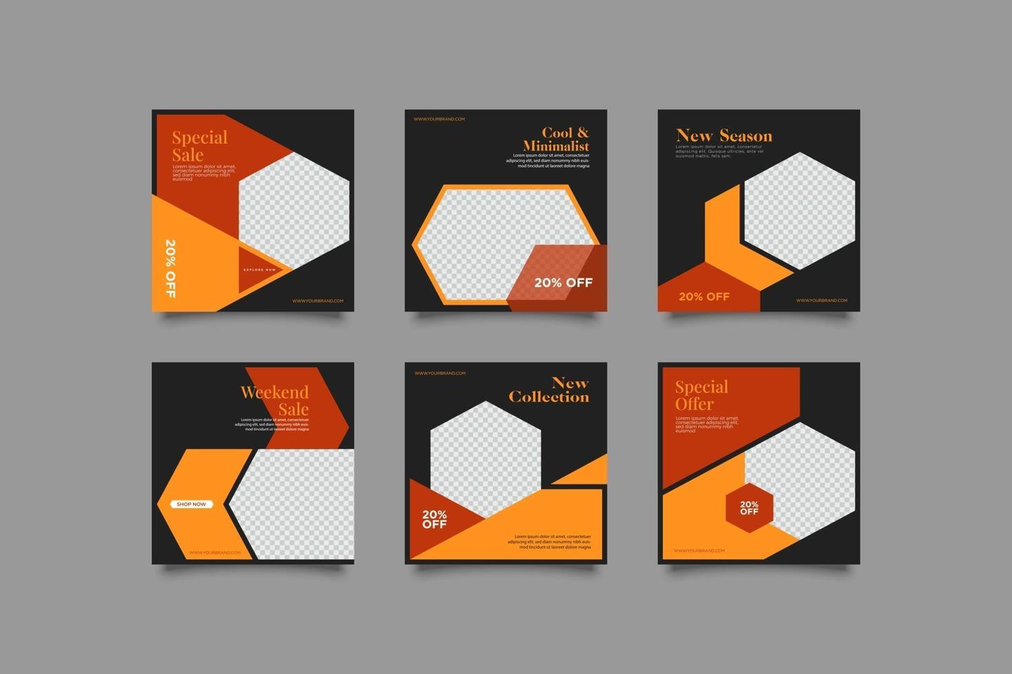 ELegante geometric abstract instagram posts template vector