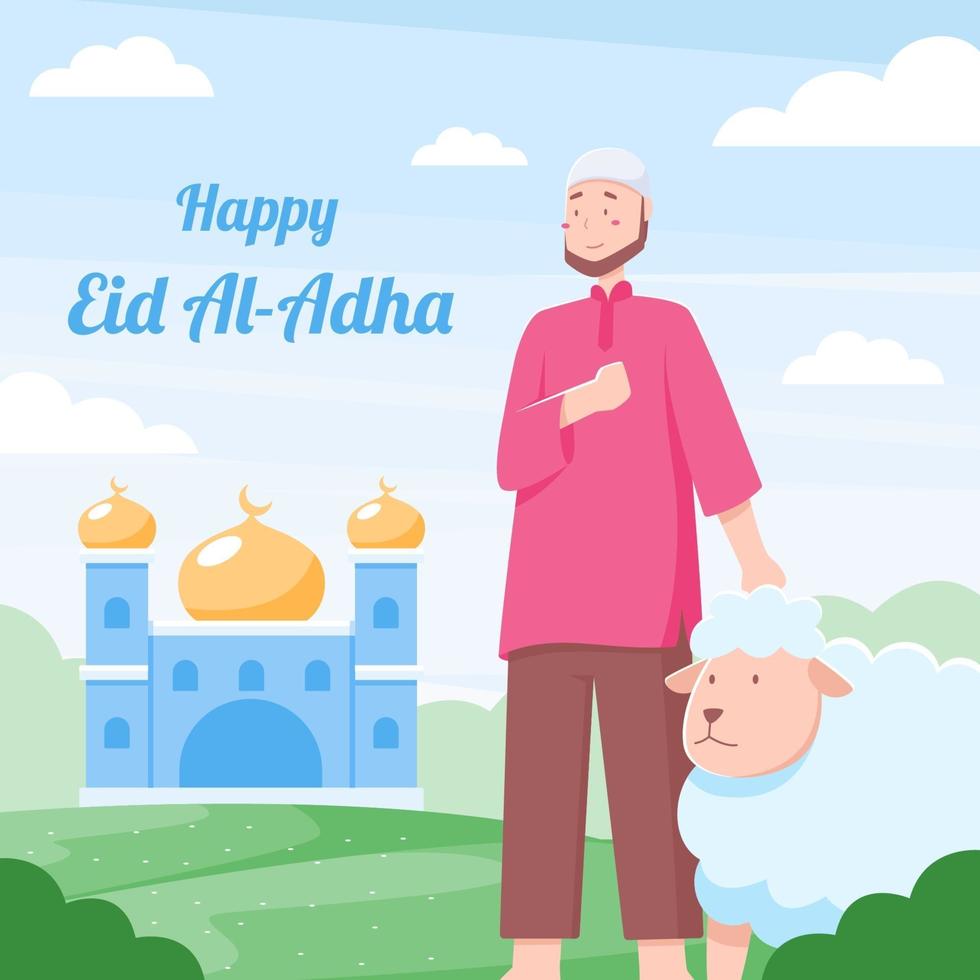 feliz celebración de eid al adha vector