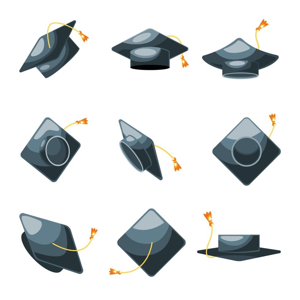 Graduation Hat Icon Collection vector