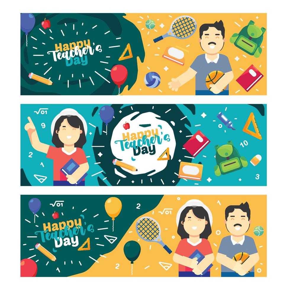 Happy Teacher's Day Banner Collection vector