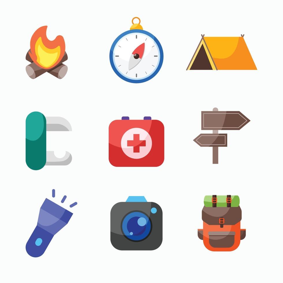 conjunto de iconos de camping vector