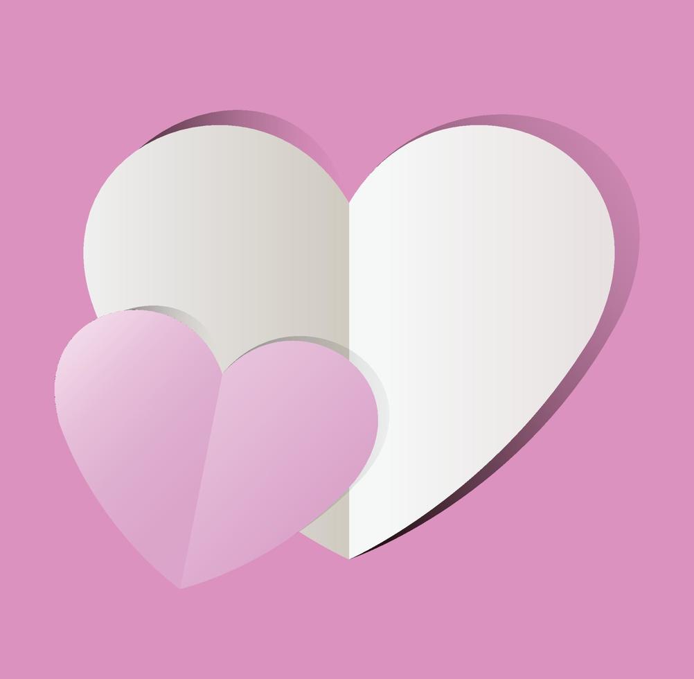 amor corazón cortado en papel rosa, día de san valentín. ilustración vectorial de vacaciones. vector