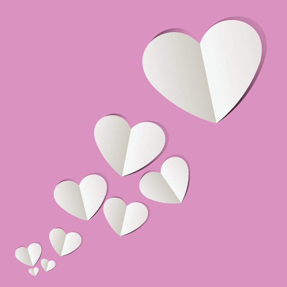 Pink Paper cut Heart, Love for Valentine's Day. Vector holiday illustration.