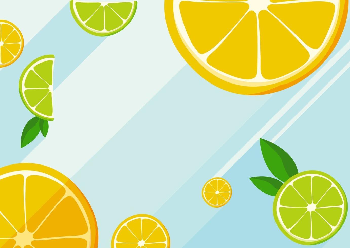 plantilla de banner con rodajas de naranja y limón. vector