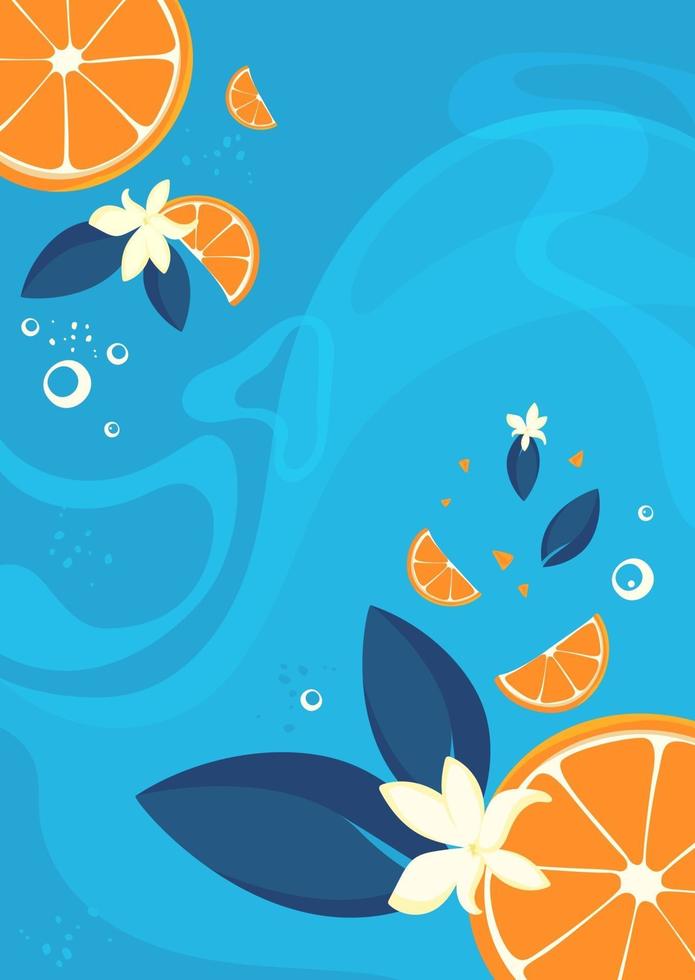 plantilla de póster con naranjas y vainilla. vector
