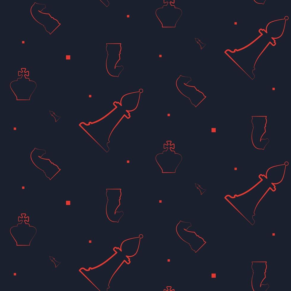 Seamless pattern with red chess pieces. vector