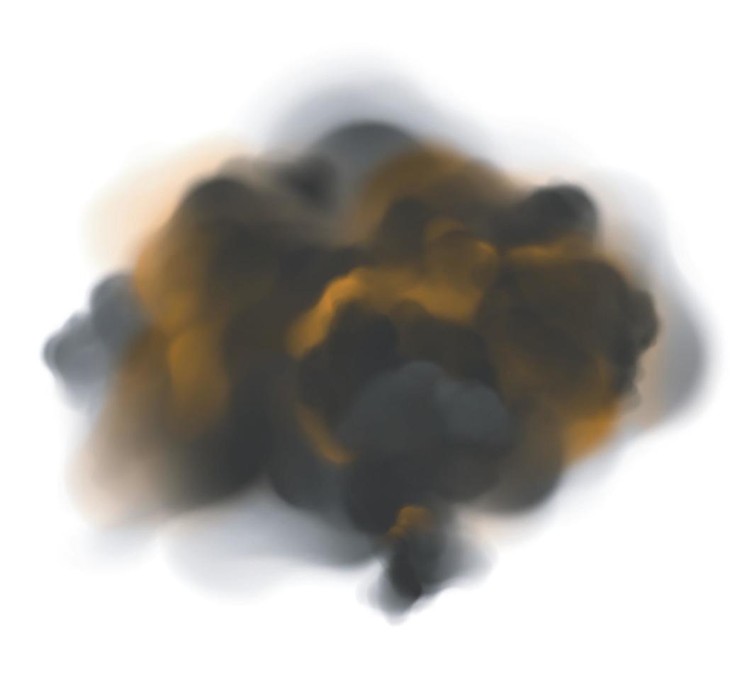 humo negro nublado con luz de fondo naranja del fuego vector