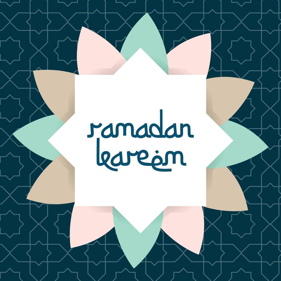 tarjeta de felicitación de ramadan kareem con marco de vector de ornamento islámico