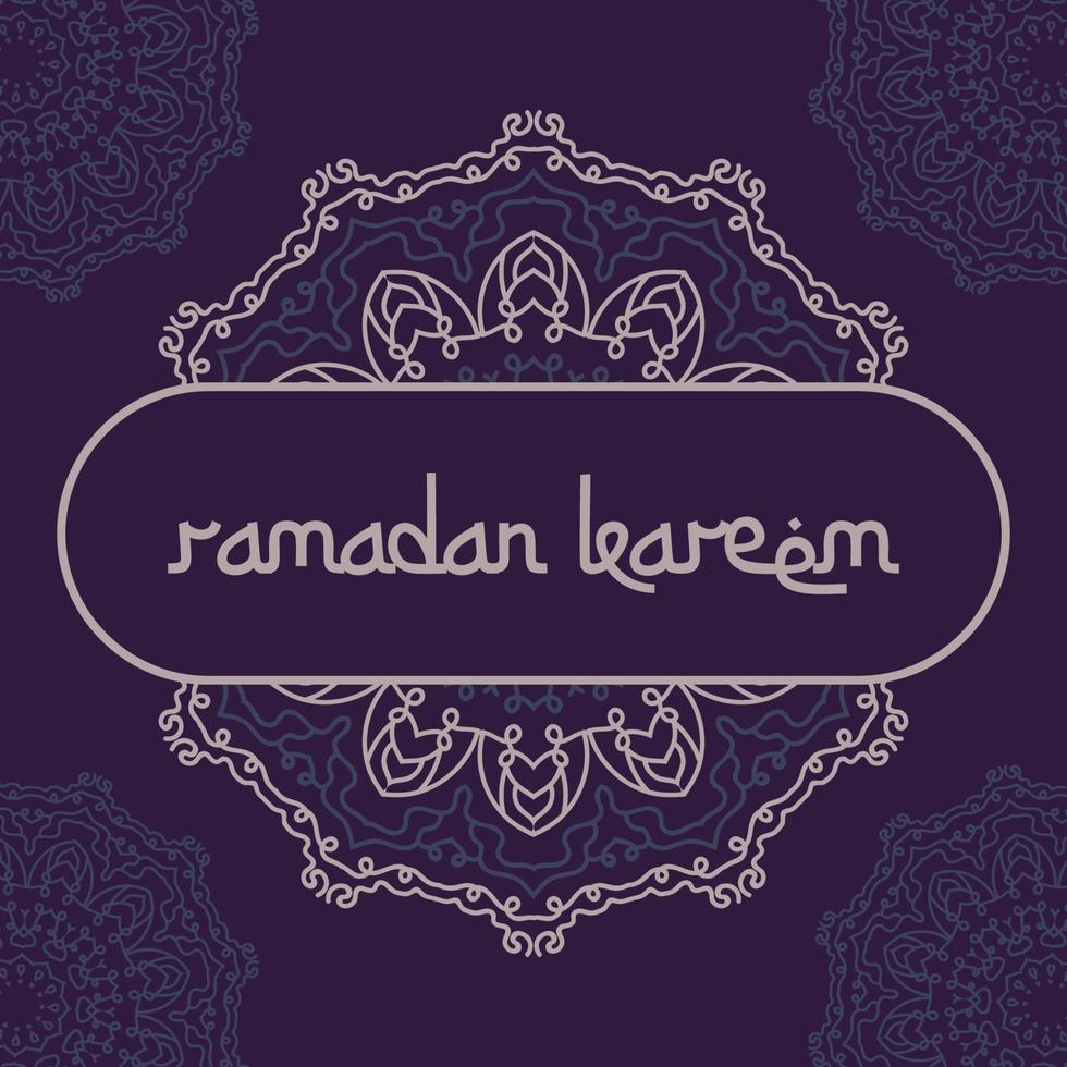 ramadan kareem greeting card with ornamental vector frame