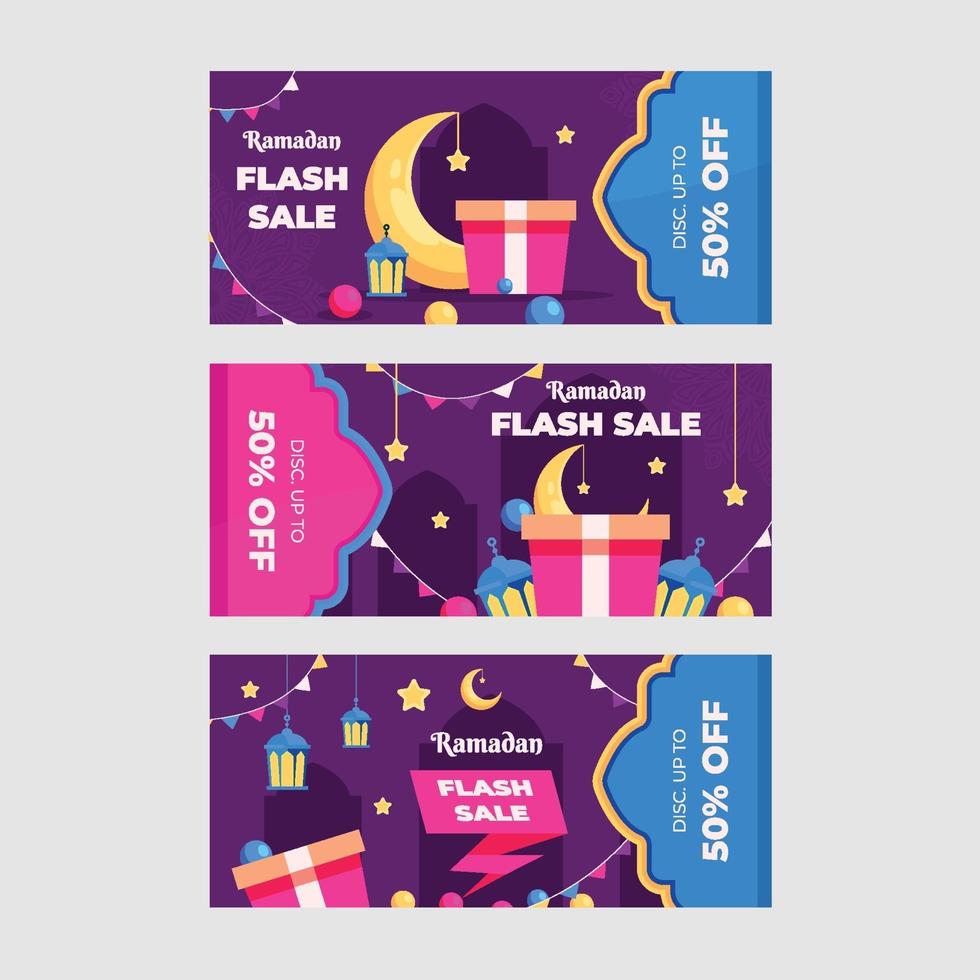 conjunto de banner de venta de ramadan kareem vector